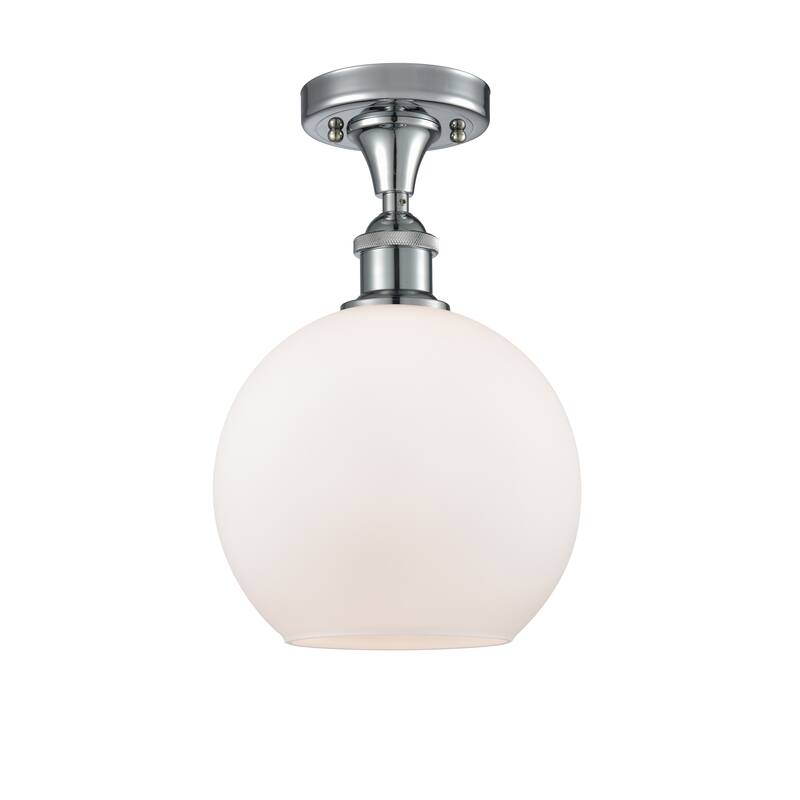 Innovations Lighting Ballston Athens - 1 Light 8" Semi-Flush Mount - Polished Chrome/Matte White