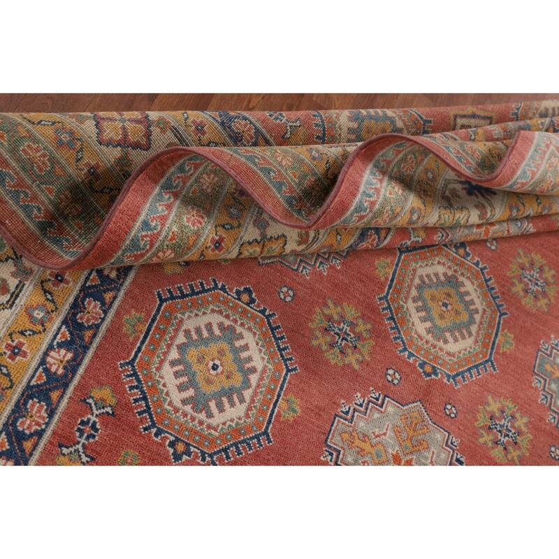 Geometric Kazak Area Rug Handmade Dining Room Wool Carpet - 6'5" x 9'6"