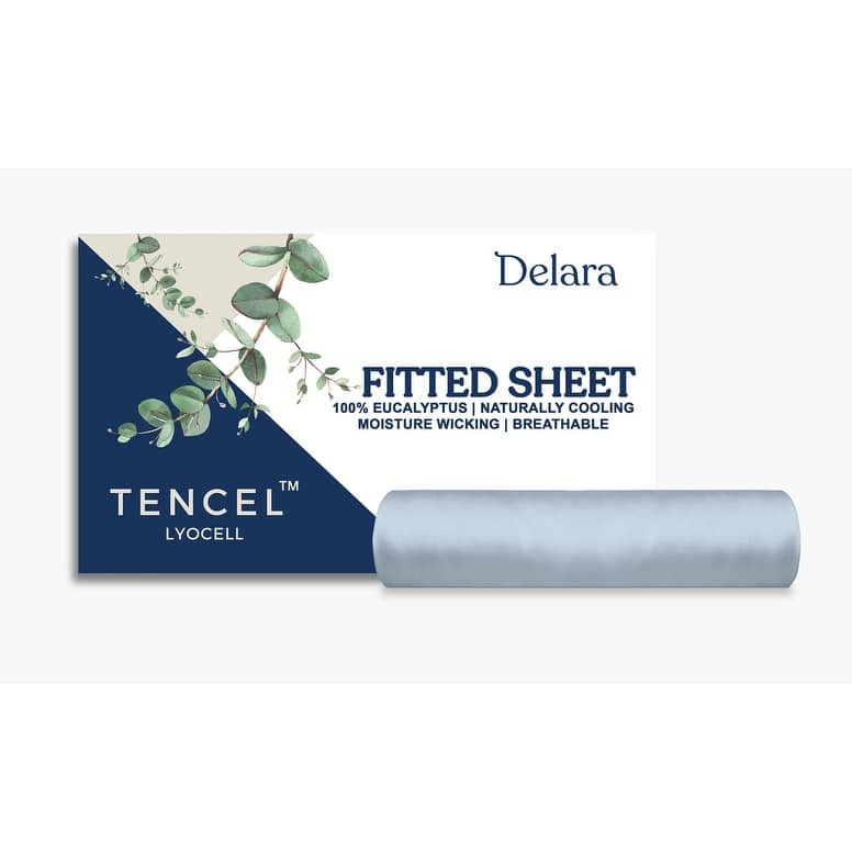 Delara 100% Eucalyptus Lyocell Tencel Fitted Sheet, Naturally Cooling, Super Soft, Moisture-Wicking, Smooth & Breathable