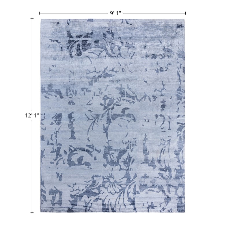Modern One-of-a-Kind Hand-Knotted Area Rug, Purple - 9' 1" x 12' 1"