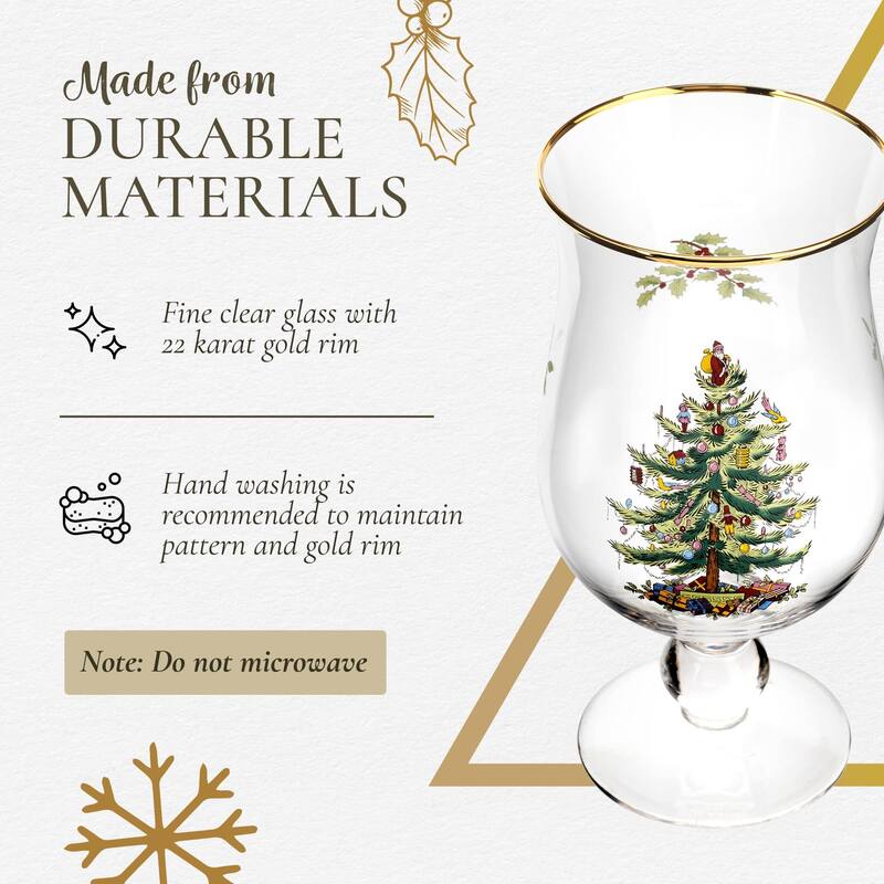 Spode Christmas Tree Tulip Glasses - Set of 4 - 17.5