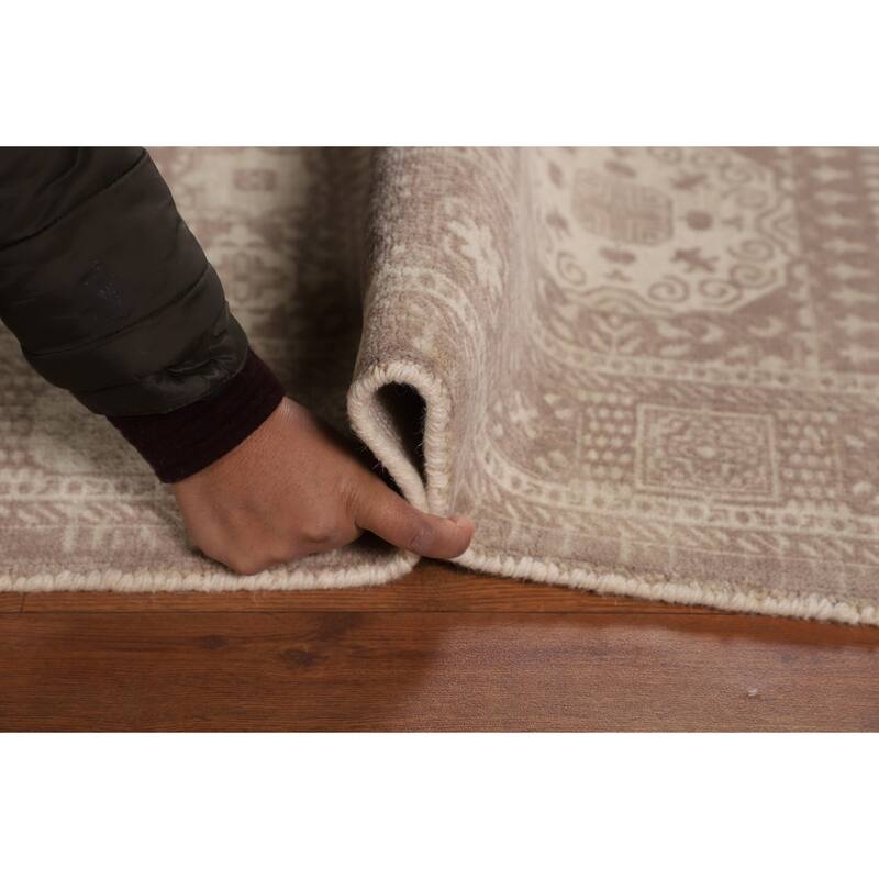 Geometric Oriental Area Rug Handmade Wool Carpet - 5'3"x 7'6"