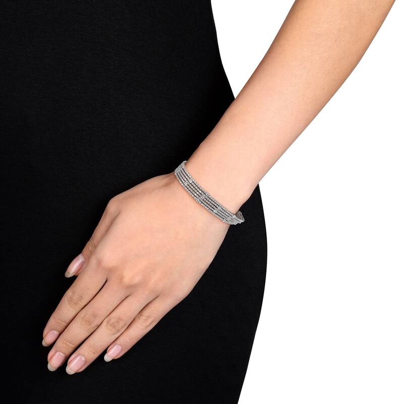Miadora 7 7/8ct TW 5-Strand Diamond Tennis Bracelet in 18k White Gold