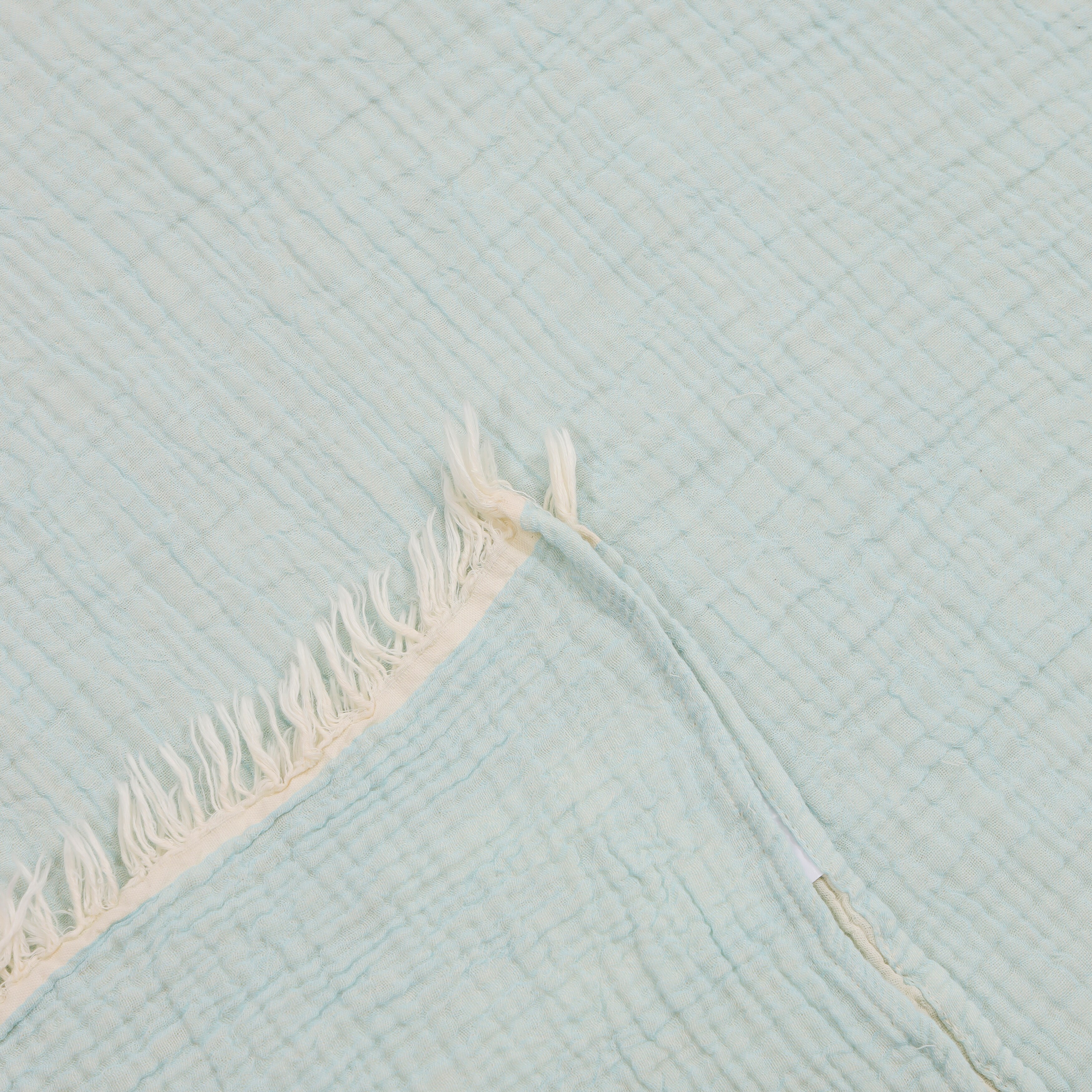 Sevita Solid Turkish Cotton Crinkled Standard Size Throw Blanket with Fringe Peach Dust