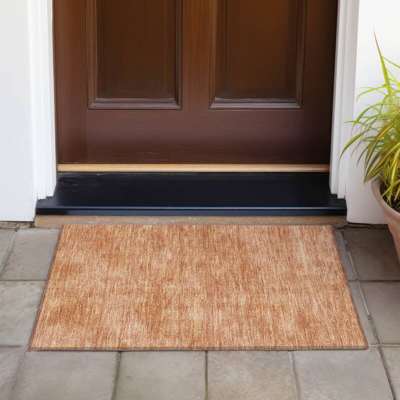 Machine Washable Indoor/ Outdoor Simple Solid Chantille Rug - Paprika - 1'8" x 2'6"