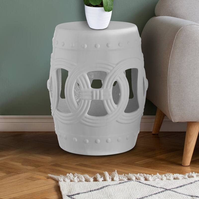Lucky Coins 16" Chinese Ceramic Drum Garden Stool