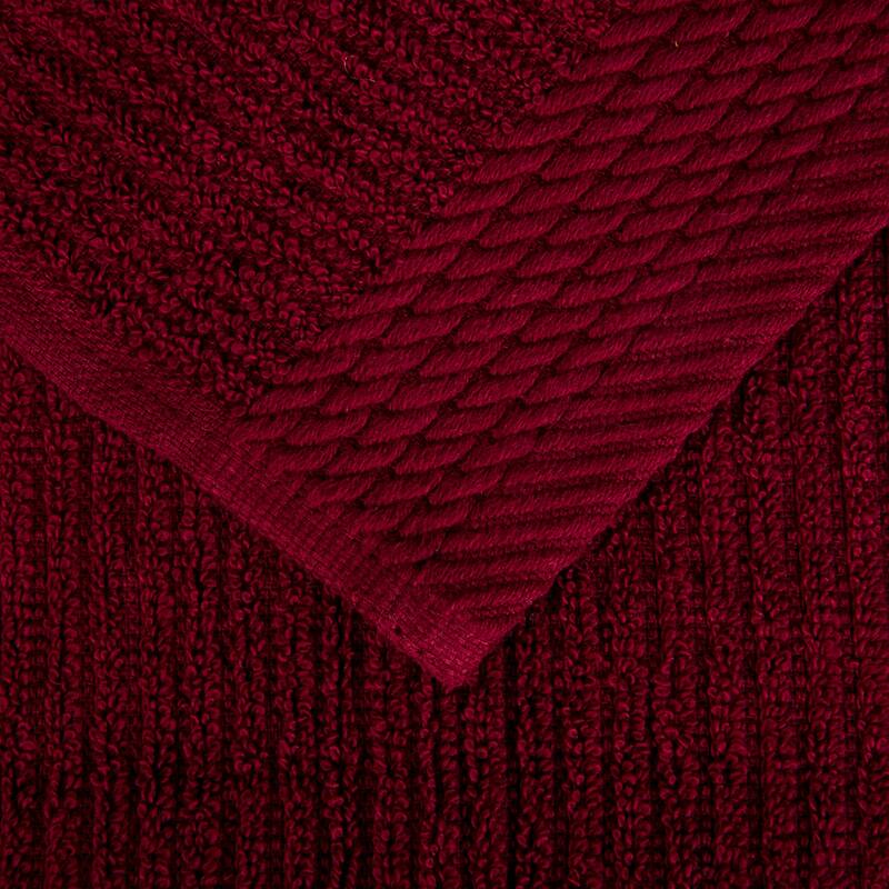 10-Piece Bath Towel Set - Luxurious 100% Cotton Ribbed Pile Absorbent Towels by Lavish Home (Burgundy)
