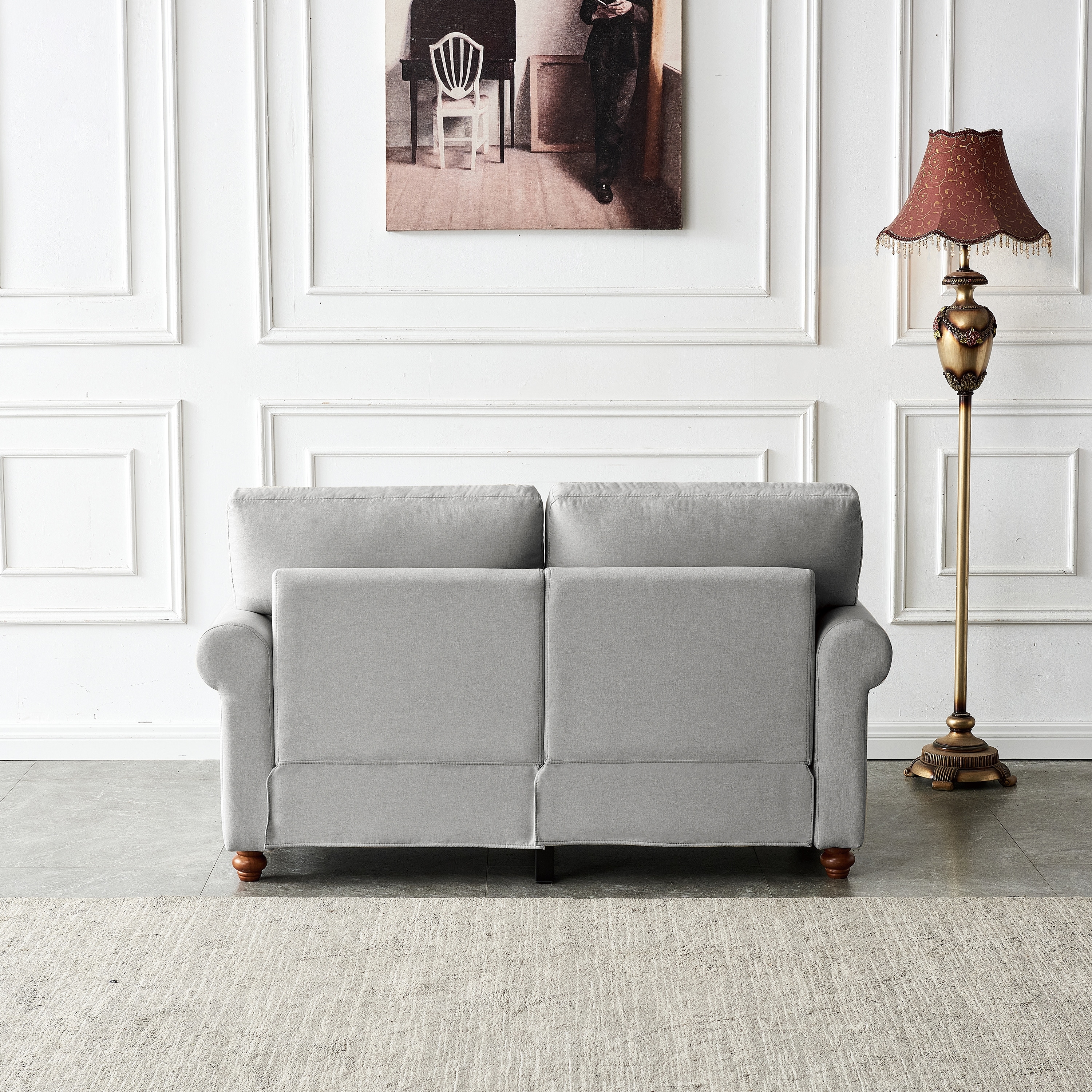 Sofamania large classic linen fabric living hotsell room chaise lounge