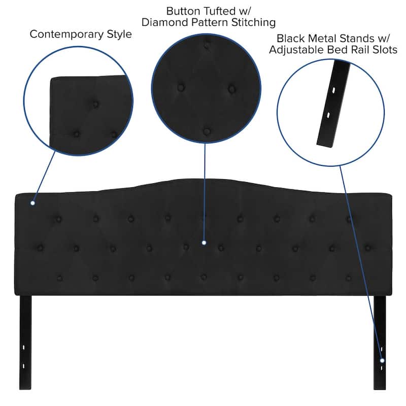 Arched Button Tufted Upholstered Headboard