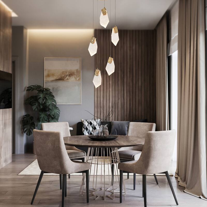 Modern LED 5-Light Cluster Chandeliers Pendant Lighting for Kitchen Island - Gold