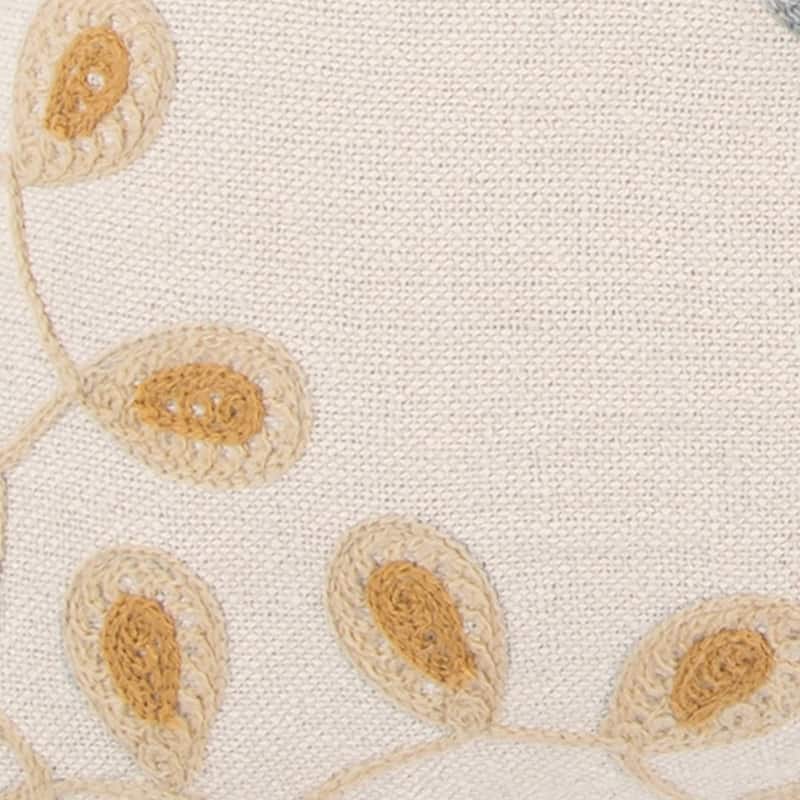 Ivory Blue Floral Decorative Pillow