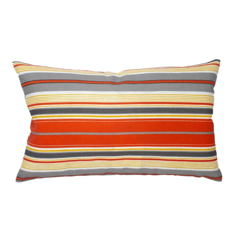 Jiti Outdoor Vibrant Mixed Patterned Waterproof Decorative Rectangle Lumbar Pillow 12 x 20 - Orange/Grey