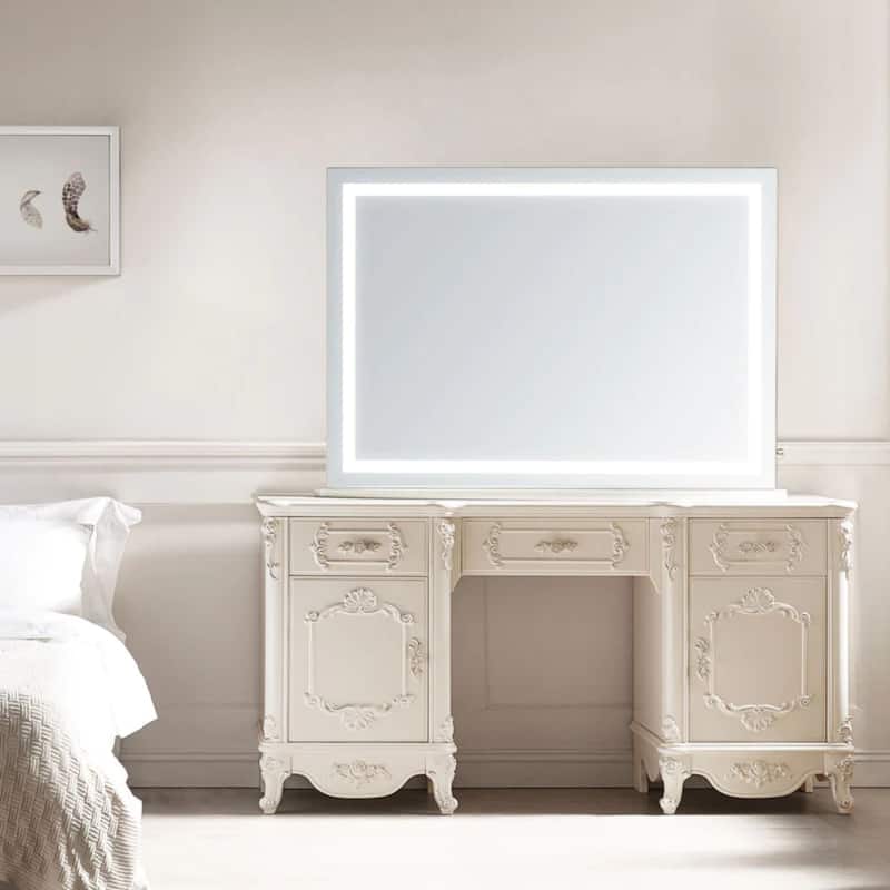 Modern Mirrors Lumen Tabletop Vanity Mirror with Light, Dimmable LED Lighting Wall Mountable Makeup Mirror - 32x44 inches