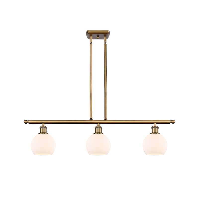 Innovations Lighting Athens 3 Light 36" Island Light - 6" Shade - Brushed Brass/Matte White