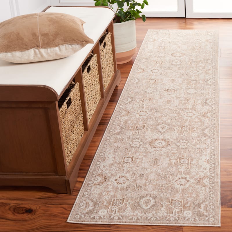 SAFAVIEH Willow Slip Resistant Deema Vintage Oriental Rug - 2' x 8' Runner - Beige/Ivory