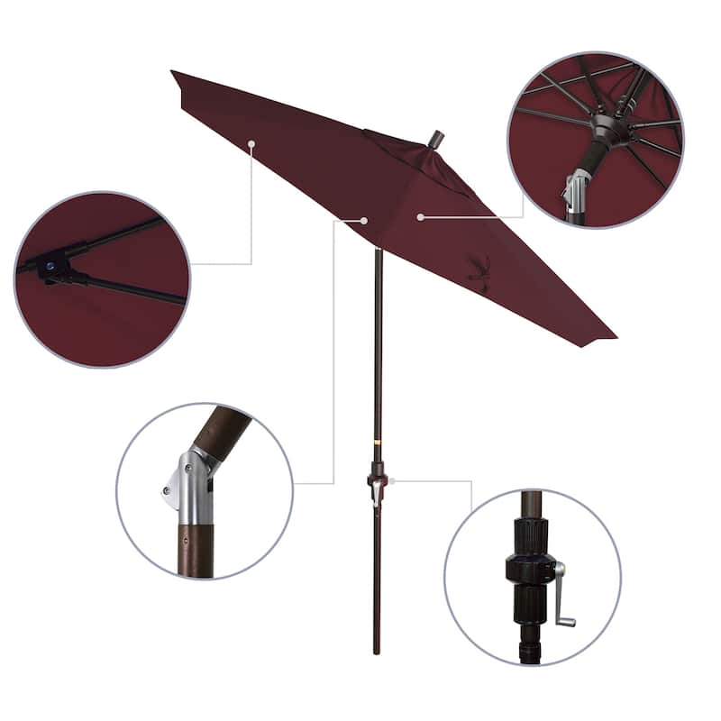 California Umbrella 75' Sun Master Patio Umbrella Bronze Aluminum Pole Fiberglass Ribs Crank Lift Tilt Pacifica