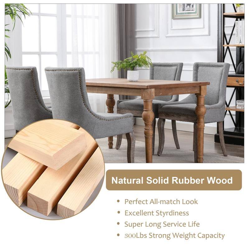 Thickened Side Dining Chair with Solid Wood Legs Set of 6