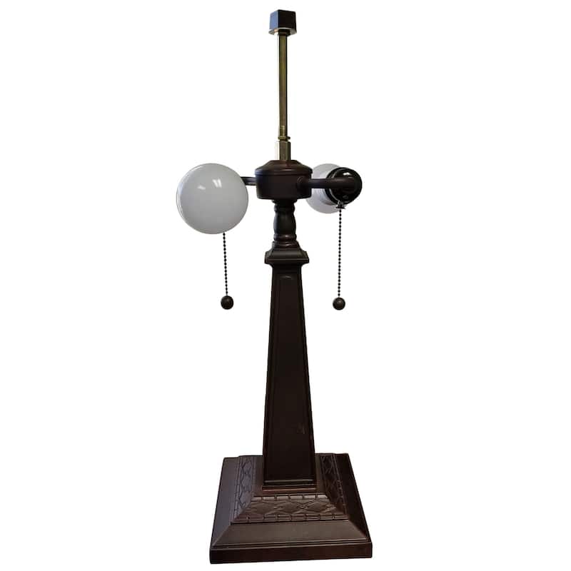 Tiffany Style Table Lamp Mission 22" Tall Stained Glass Tan Floral Flower Decor Bedroom Handmade Gift Amora Lighting