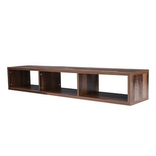 Wall Mounted Floating TV Stand Unit Media Console 3 Open Shelve, Brown ...