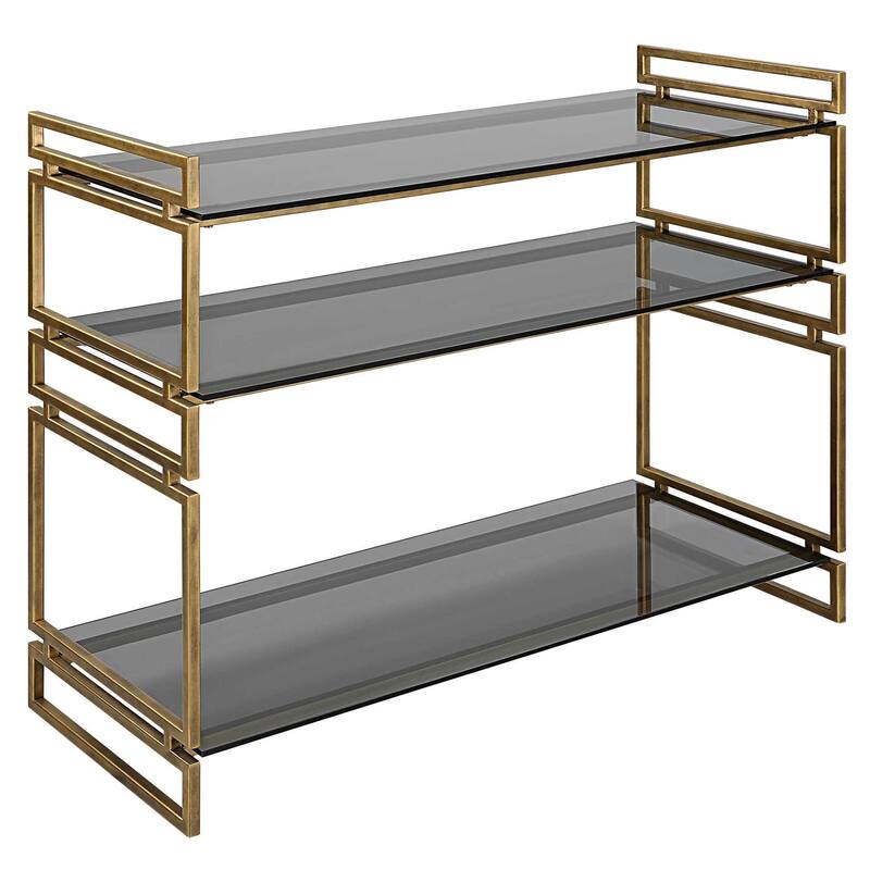 Stacked Up Glass Console Table - 40.25" - Gray and Gold