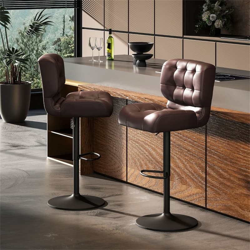 2-Pack Counter to Bar Height Swivel Stools with Tufted Cushion and Metal Base for Comfortable Seating