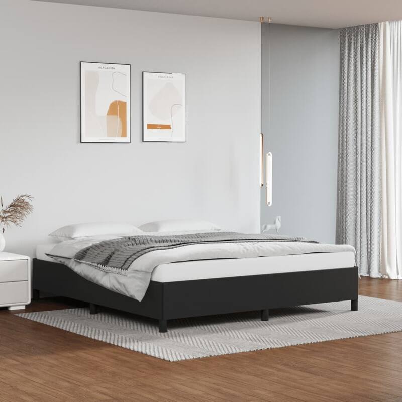vidaXL Bed Frame, Faux Leather, No Mattress - Light Gray - California King