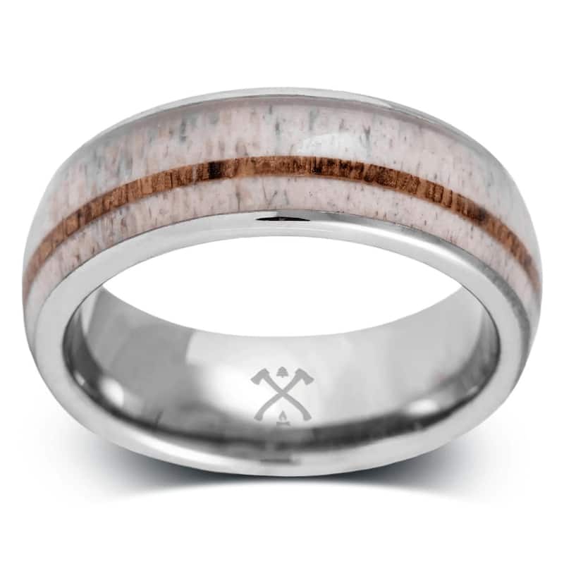 Manly Bands THE ELK Tungsten with Inlay 8mm Polished Band