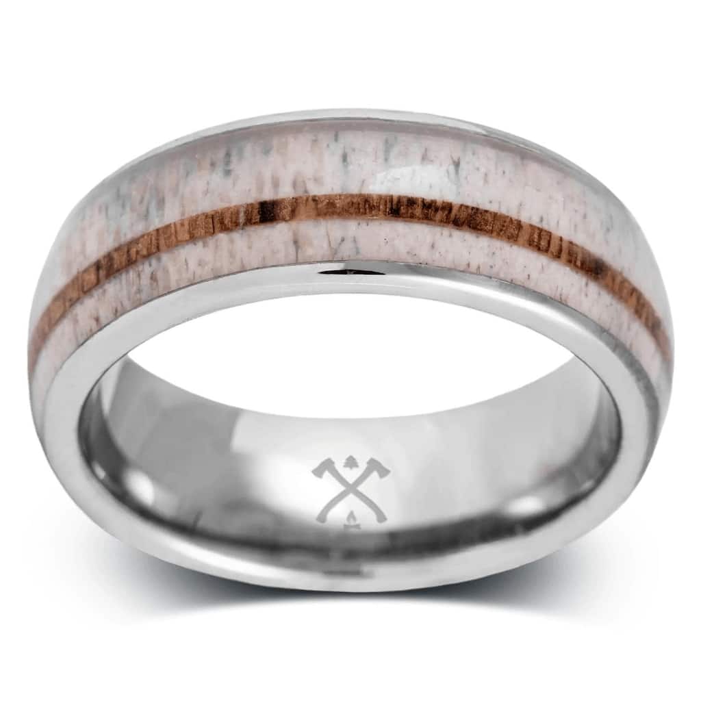 Manly Bands THE ELK Tungsten with Inlay 8mm Polished Band