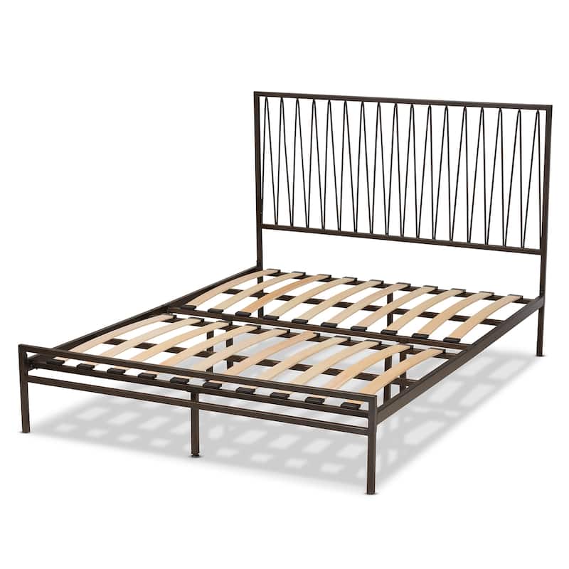 Jeanette Modern and Contemporary Black Finished Metal Platform Bed