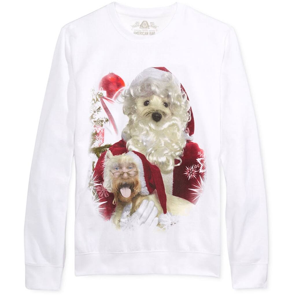 American Rag Mens Santa Dog Face Swap Sweatshirt