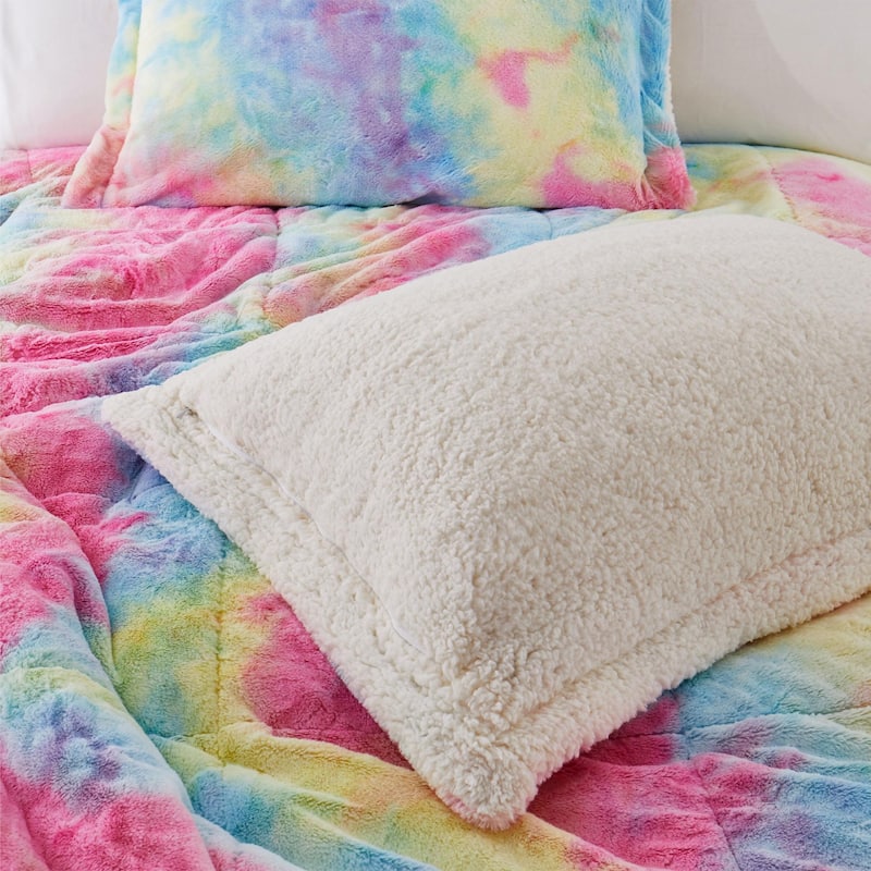 Dual-Side Fluffy Sherpa Comforter Set, Winter Plush Fuzzy Bedding Set