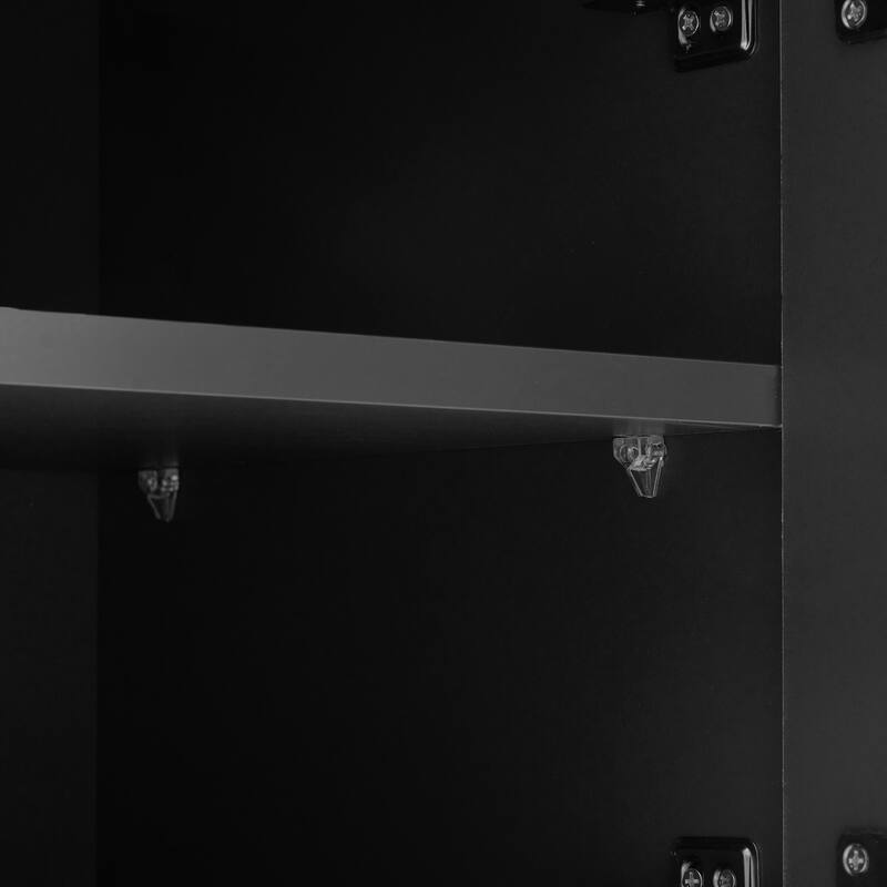 Modern 4-in-1 Coat Rack with 8 Gold Hooks, Adjustable Shelves and Spring-Loaded Mechanism, for Hallways