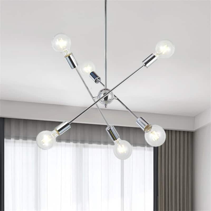 6-Light Mid-Century Sputnik Chandelier - Chrome