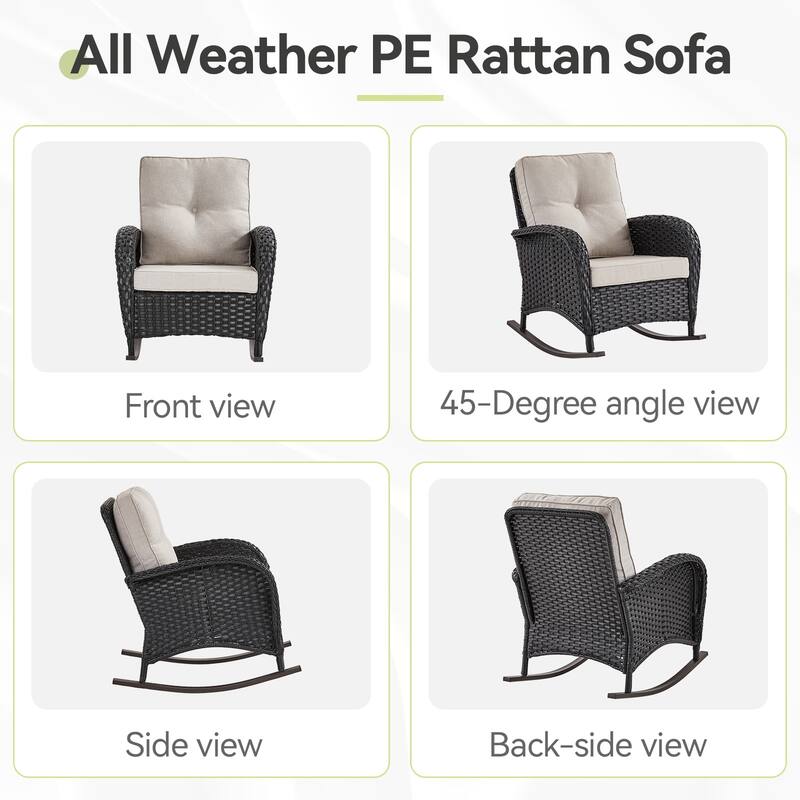 6-Piece Sofa with Rocking Chairs Ottomans Set