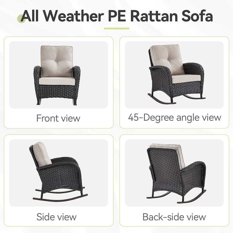 Pocassy Outdoor Wicker Patio Chairs Set