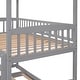 preview thumbnail 7 of 7, Kids Playhouse Bunk Bed Twin Over Twin Size with Full-Length Guardrail, Wood Montessori Floor Bunkbed Frame with Slide & Ladder