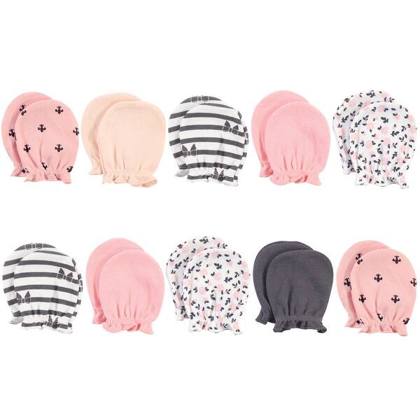 slide 1 of 1, Hudson Baby Infant Girl Cotton Scratch Mittens, Berry Floral, 0-6 Months - Berry Floral Berry Floral - 0-6 Months