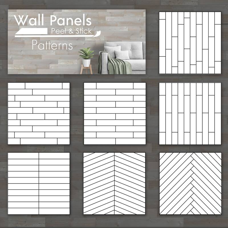 Peel and Stick Solid Wood Wall Paneling, Assorted Length, 5-inch Width, 19 sq ft