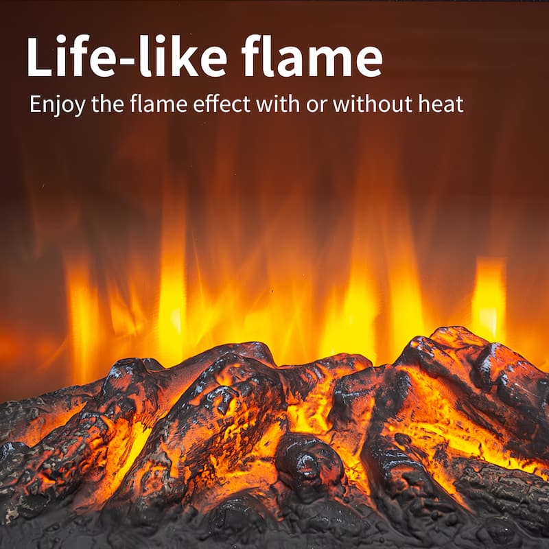17 inch Freestanding Electric Fireplace Stove heater with 3D Flame effect,Black