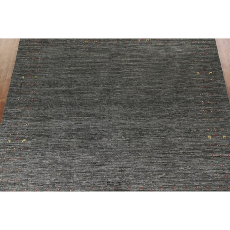 Green Gabbeh Square Area Rug Handmade Wool Carpet - 9'11"x 9'10"