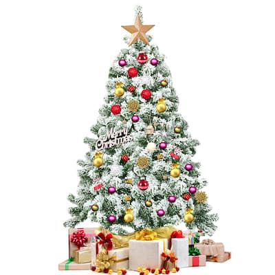 4.5FT\6 FT\7.5 FT Snow Flocked Christmas Tree Artificial Pine Tree