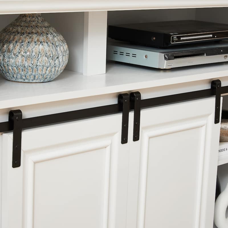 Classic Antique White TV Stand with 2 Separate Storage and 3 Storage Shelf for Farmhouse and Living Room Bedroom