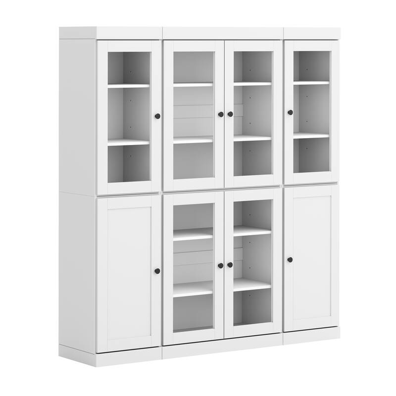 Palace Imports 100% Solid Wood 65" Pantry Cabinet with Clear Glass, Shaker Doors and Adjustable Shelves
