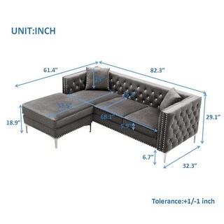 Reversible Velvet Sofa-chaise Sectional - Bed Bath & Beyond - 35245712