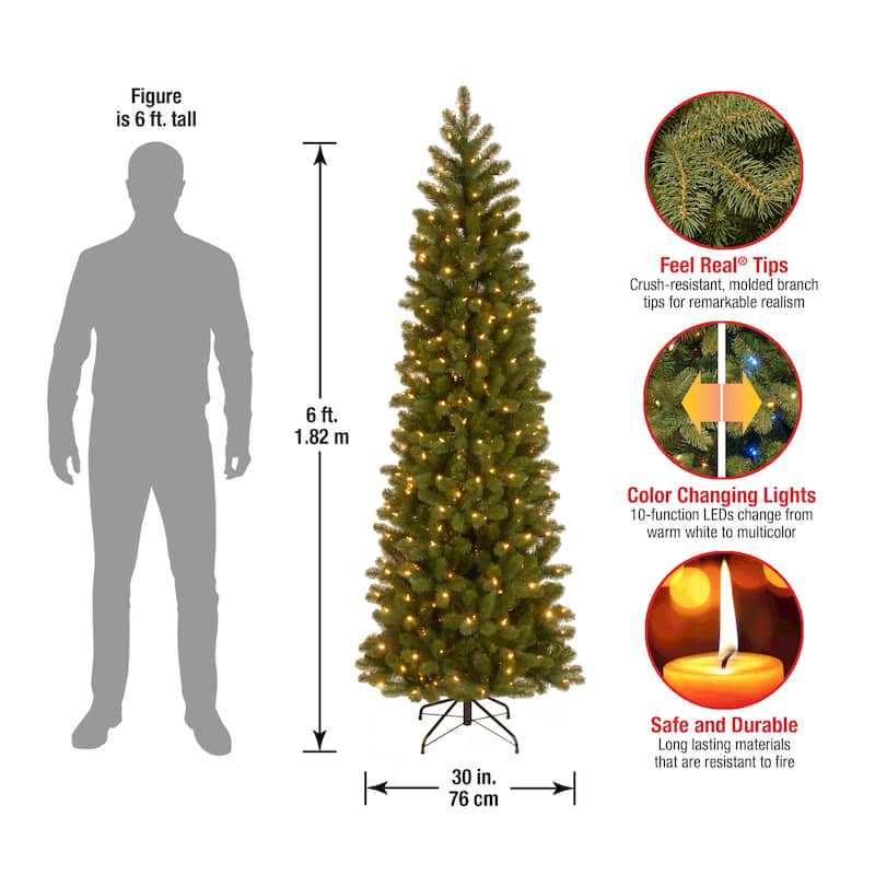 National Tree Company 6.5 ft. Downswept Douglas Slim Tree with Dual Color LED Lights - 6.5 Foot