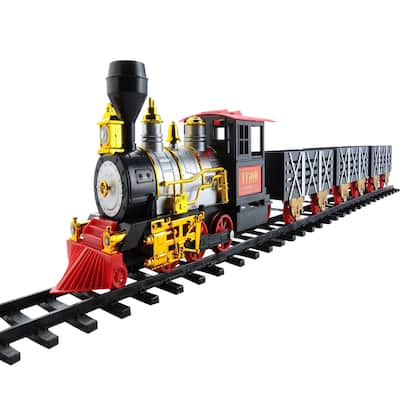 20pc Black and Red Battery Operated Classic Train Set 12"