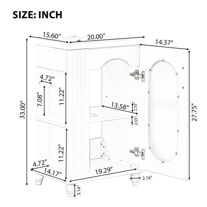 20"Freestanding Bathroom Vanity with Ceramic Sink