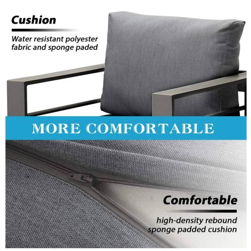 2-Pack 28" Aluminum Patio Armchairs with Thick Dark Gray Cushions Gray Frame