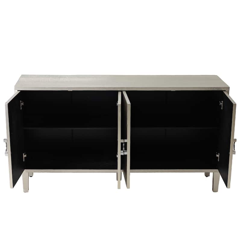 Stylish and Functional 4-Door Storage Cabinet with Pine legs and MDF