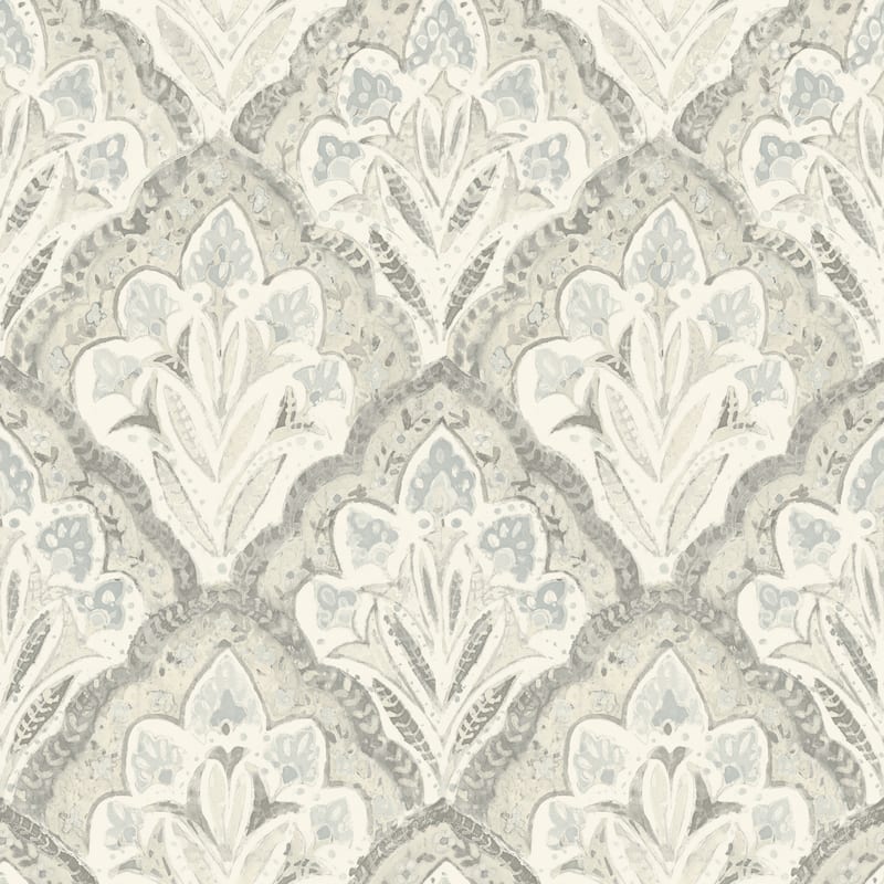 Chesapeake Mimir Grey Quilted Damask Wallpaper